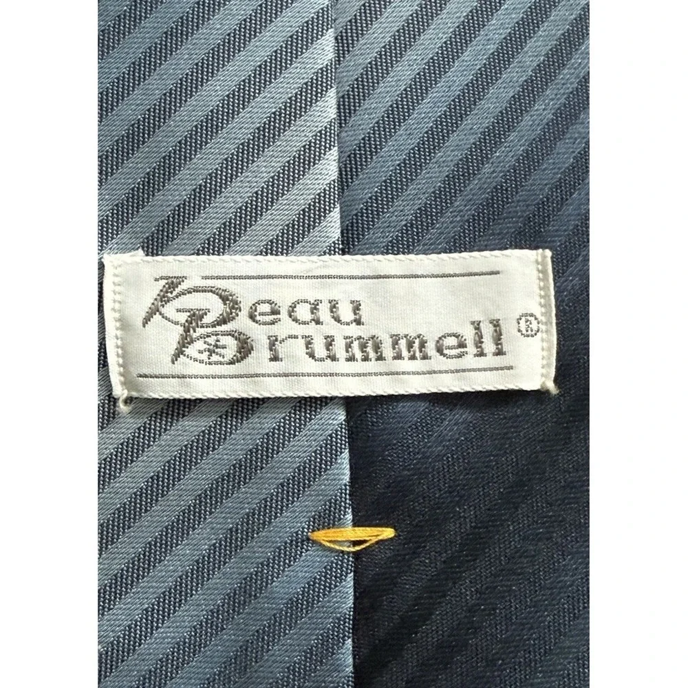Vintage Beau‎ Brummel Tie Necktie Blue Striped 100% Polyester Fabric W. Germany